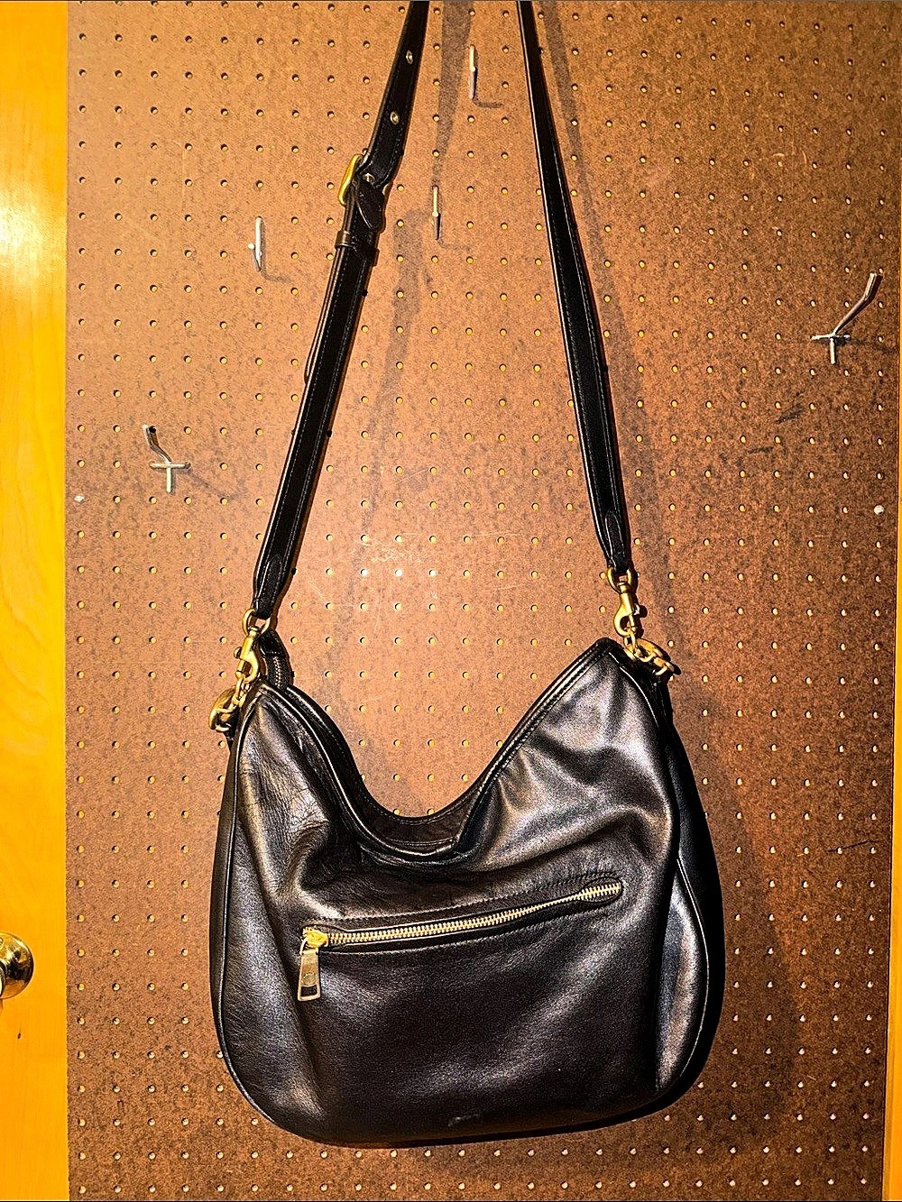 Coach Hamptons Leather Hobo Tote Black Leather Bag
